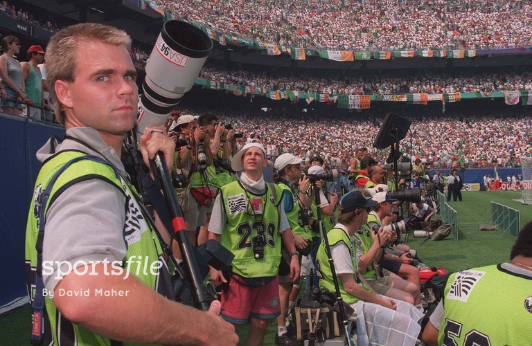 18 June 1994; Photographers pictured during the FIFA World Cup Finals, Republic of Ireland v Italy, Giants Stadium, Meadowlands, New Jersey, USA. Picture credit: David Maher / SPORTSFILE