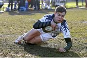 24 January 2015; Gary Ringrose, Leinster A, touches down to score a first half try. British & Irish Cup, Quarter Final, Rotherham Titans v Leinster, Clifton Lane, Rotherham, England. Picture credit: Magi Haroun / SPORTSFILE