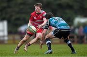 27 January 2015; Jamie McAlease, Glenstal Abbey, is tackled by David Garry, Castletroy College. SEAT Munster Schools Senior Cup, Round 1, Castletroy College v Glenstal Abbey. Rosbrien, Limerick. Picture credit: Diarmuid Greene / SPORTSFILE