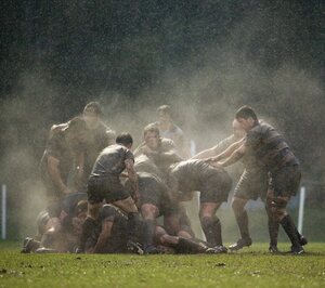 5 February 2011; Players from both Blackrock College and Old Belvedere seek the ball. Ulster Bank All-Ireland League Division 1A, Old Belvedere v Blackrock College RFC, Anglesea Road, Ballsbridge, Dublin. Picture credit: Ray McManus / SPORTSFILE - read more