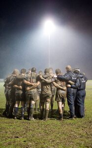 5 February 2011; Blackrock College players listen to head coach Andy Wood after the game. Ulster Bank All-Ireland League Division 1A, Old Belvedere v Blackrock College RFC, Anglesea Road, Ballsbridge, Dublin. Picture credit: Ray McManus / SPORTSFILE - read more