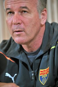 25 March 2011; Macedonia head coach Mirsad Jonuz during a press conference ahead of their EURO2012 Championship Qualifier match against the Republic of Ireland on Saturday. Macedonia Press Conference, Aviva Stadium, Lansdowne Road, Dublin. Picture credit: David Maher / SPORTSFILE - read more