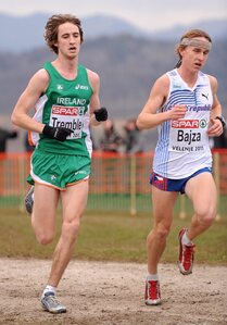 11 December 2011; Liam Tremble, Ireland, and Jakub Bajza, Czech Republic, in action during the U23 Men's event at the 18th SPAR European Cross Country Championships 2011. Velenje, Slovenia. Picture credit: Stephen McCarthy / SPORTSFILE - read more