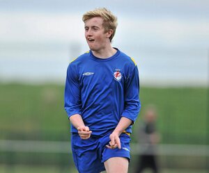 28 February 2012; Cormac Renaghan, Drogheda Institute of FE celebrates after scoring his side's fourth goal. Umbro CUFL Division Two Final, Drogheda Institute of FE v IT Carlow 'C', Greenogue, Peamount United FC, Peamount, Dublin. Picture credit: Barry Cregg / SPORTSFILE - read more