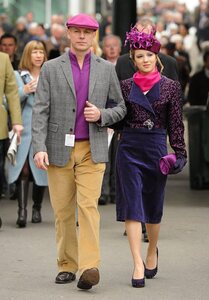 14 March 2012; A couple wearing matching outfits in attendance during Ladies Day at the Cheltenham Festival. Cheltenham Racing Festival, Prestbury Park, Cheltenham, England. Picture credit: Brendan Moran / SPORTSFILE - read more