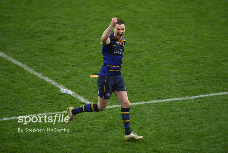 12 May 2018; Jonathan Sexton of Leinster celebrates following the European Rugby Champions Cup Final match between Leinster and Racing 92 at San Mames Stadium in Bilbao, Spain. Photo by Stephen McCarthy/Sportsfile