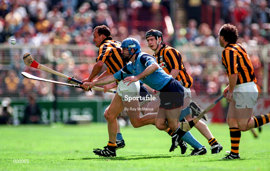 22 June 1997; Andy Comerford of Kilkenny in action against Eamonn Morrissey of Dublin during the Leinster Senior Hurling Championship Semi-Final match between Kilkenny and Dublin at Croke Park in Dublin. Photo by Ray McManus/Sportsfile