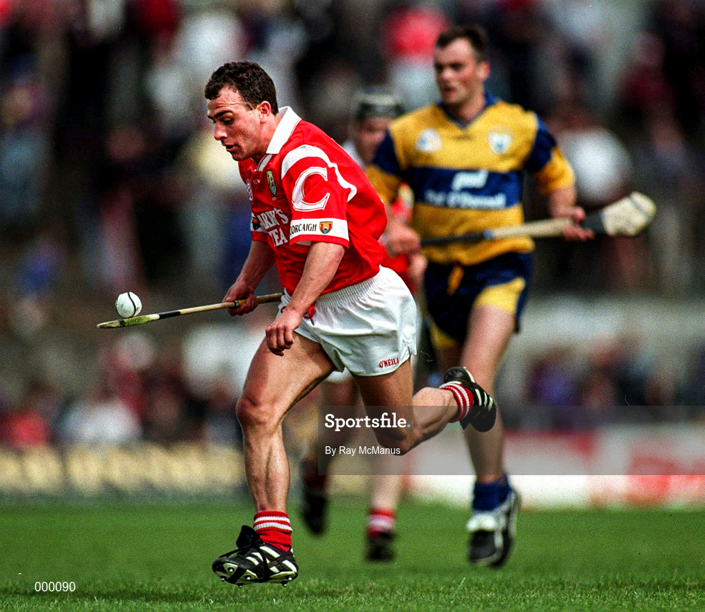 8 June 1997; Barry Egan of Cork during the GAA Munster Senior Hurling Championship Semi-Final match between Clare and Cork at the Gaelic Grounds in Limerick. Photo by Ray McManus/Sportsfile