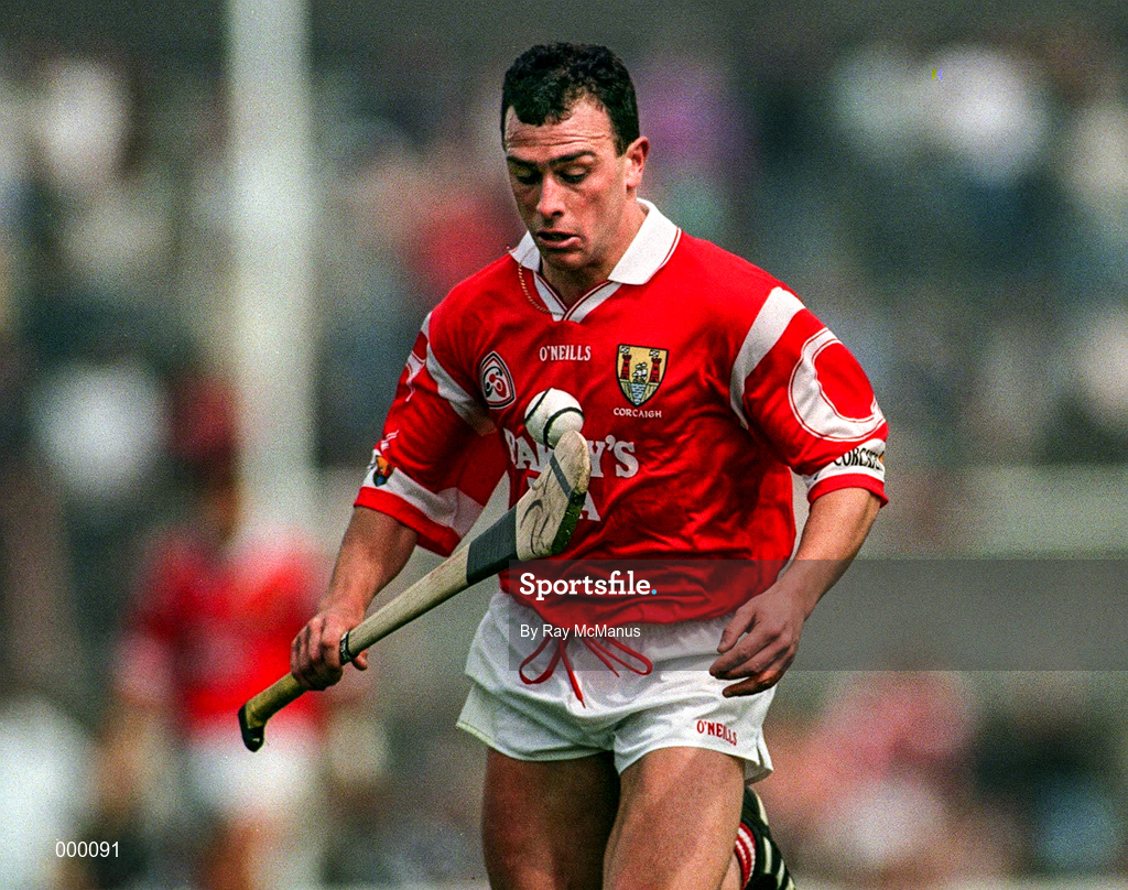 8 June 1997; Barry Egan of Cork during the GAA Munster Senior Hurling Championship Semi-Final match between Clare and Cork at the Gaelic Grounds in Limerick. Photo by Ray McManus/Sportsfile