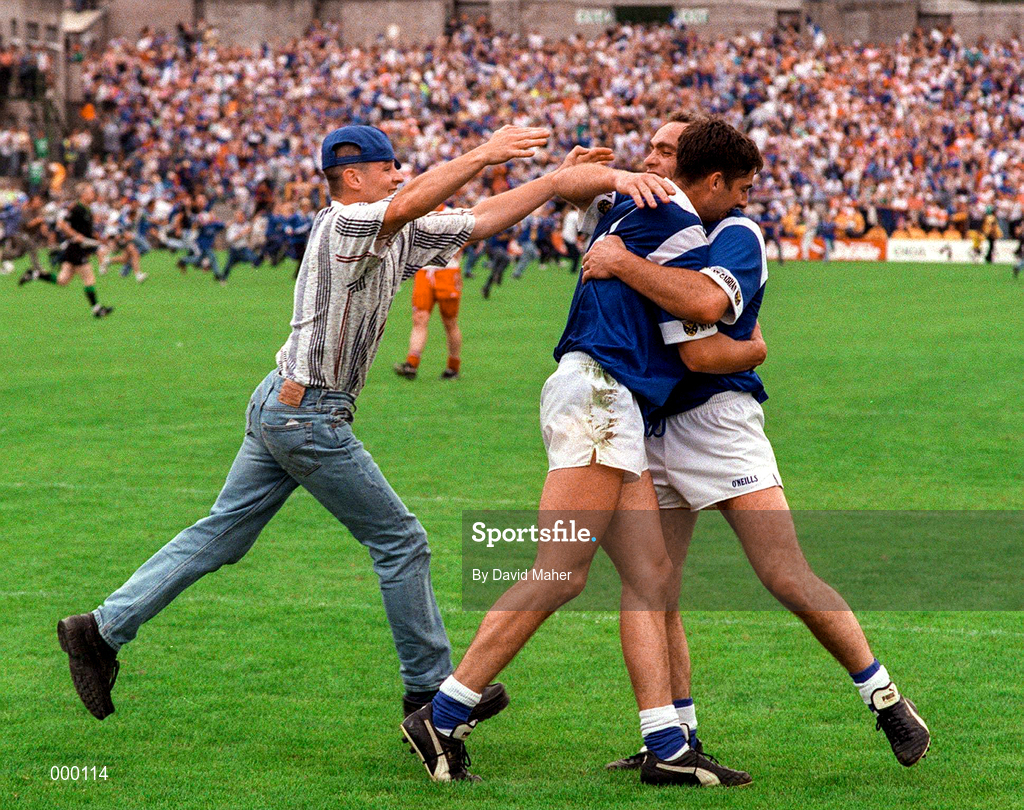 20 July 1997; Bernard Morris, right, with Terry Farrelly celebrate their side's victory over Derry, following the Ulster GAA Football Senior Championship Final match between Cavan and Derry at St. Tiernach's Park in Clones, Monaghan. Photo by David Maher/Sportsfile
