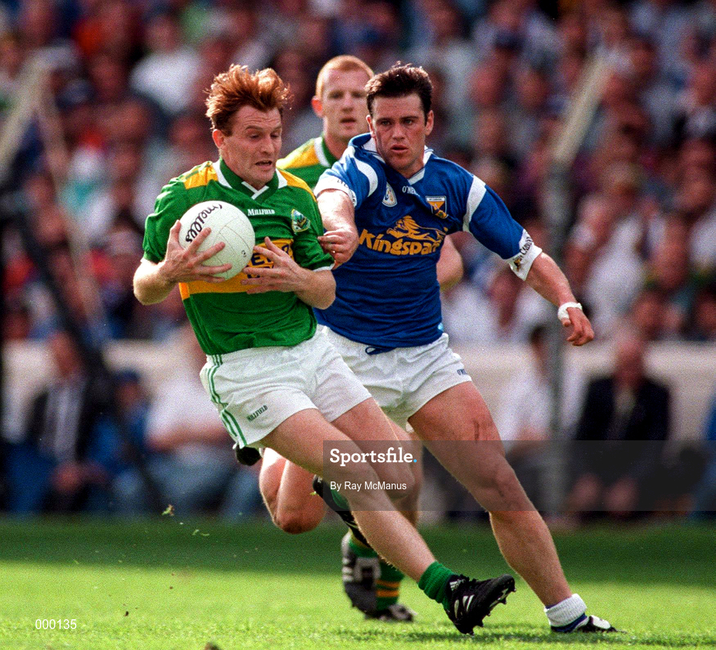 24 August 1997; Billy O'Shea of Kerry in action against Peter Reilly of Cavan during the GAA Football All-Ireland Senior Championship Semi-Final match between Cavan and Kerry at Croke Park in Dublin. Photo by Ray McManus/Sportsfile