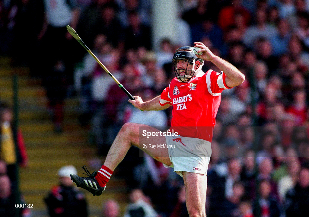 8 June 1997; Brian Corcoran of Cork during the GAA Munster Senior Hurling Championship Semi-Final match between Clare and Cork at the Gaelic Grounds in Limerick. Photo by Ray McManus/Sportsfile