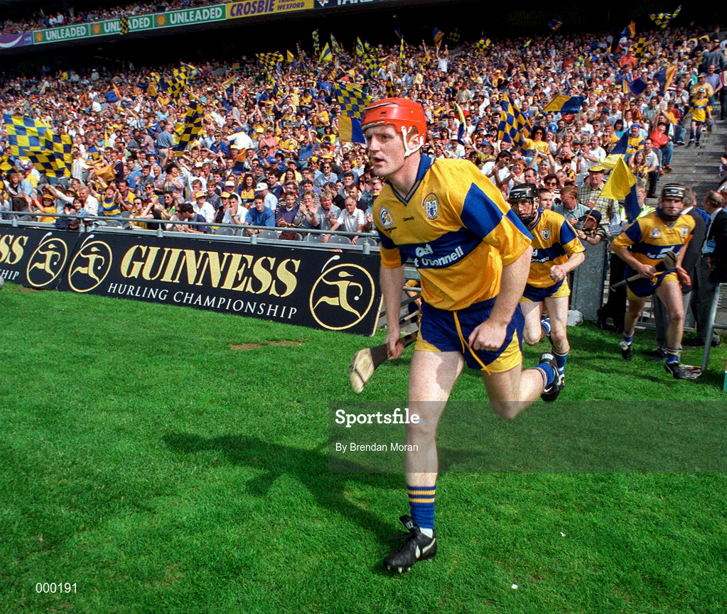 10 August 1997; Brian Lohan of Clare enters the pitch prior to the start of the GAA All-Ireland Senior Hurling Championship Semi-Final match between Clare and Kilkenny at Croke Park in Dublin. Photo by Brendan Moran/Sportsfile