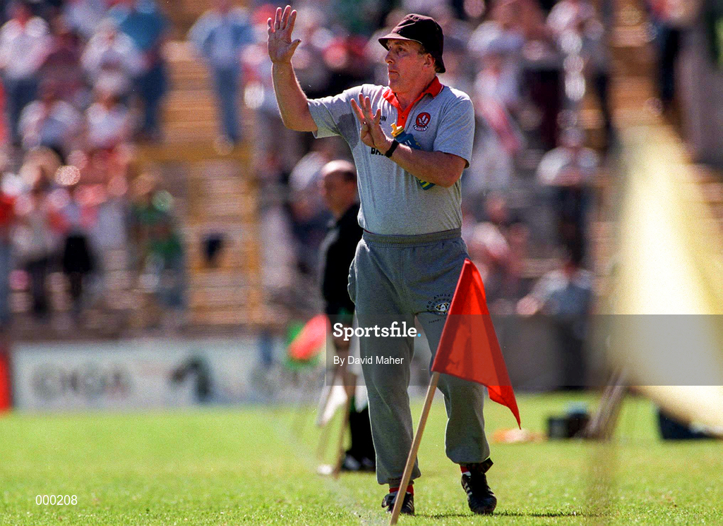 29 June 1997; Derry Manager Brian Mullins during the Ulster GAA Football Senior Championship Semi-Final match between Tyrone and Derry at St. Tiernach's Park in Clones, Monaghan. Photo by David Maher/Sportsfile