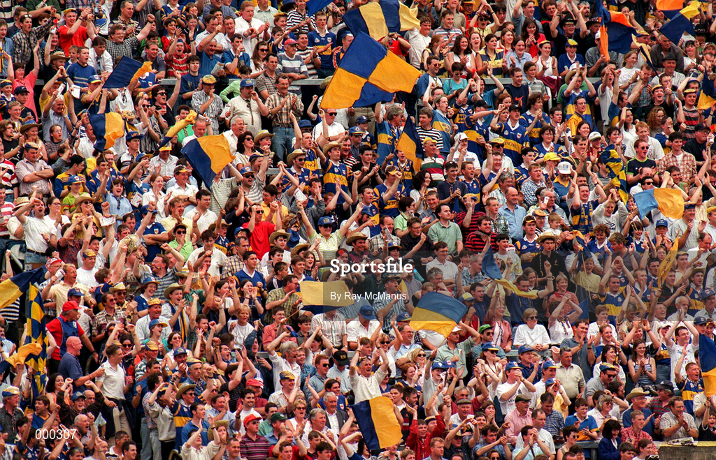6 July 1997; Clare Fans during the GAA Munster Senior Hurling Championship Final match between Clare and Tipperary at Páirc Uí Chaoimh in Cork. Photo by Ray McManus/Sportsfile