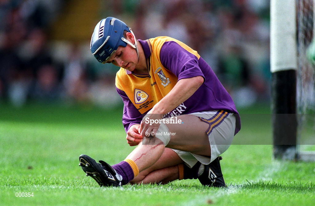 1 September 1996; Colm Kehoe of Wexford adjusting a bandage on his knee during the GAA All-Ireland Senior Hurling Championship Final match between Wexford and Limerick Croke Park in Dublin. Photo by David Maher/Sportsfile
