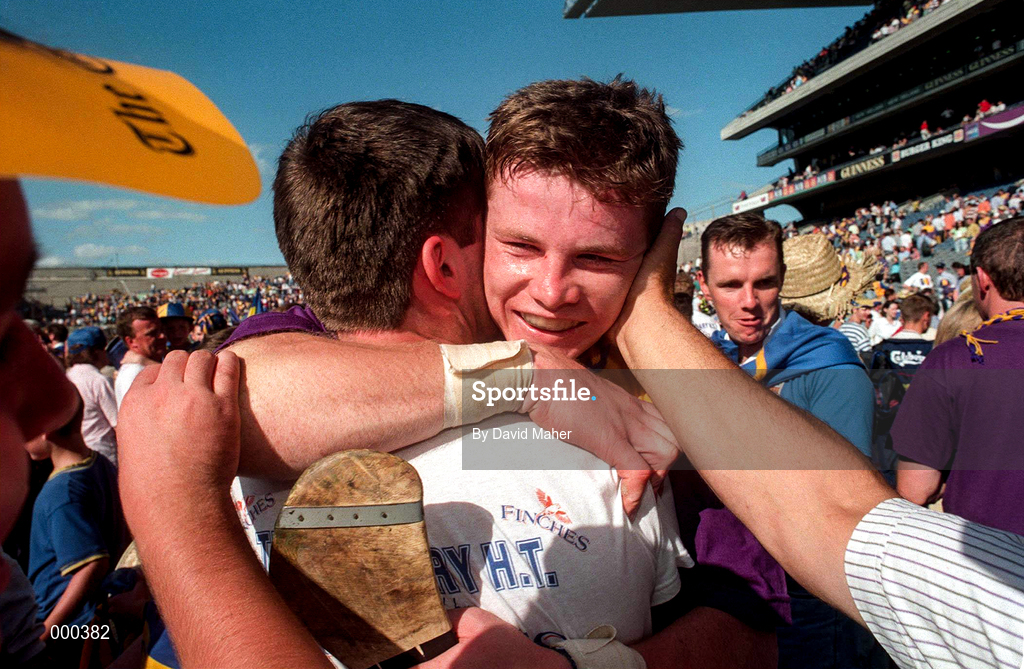 17 August 1997; Conor Gleeson of Tipperary celebrates his side's win over Wexford following the GAA All-Ireland Senior Hurling Championship Semi-Final match between Tipperary and Wexford at Croke Park in Dublin. Photo by David Maher/Sportsfile