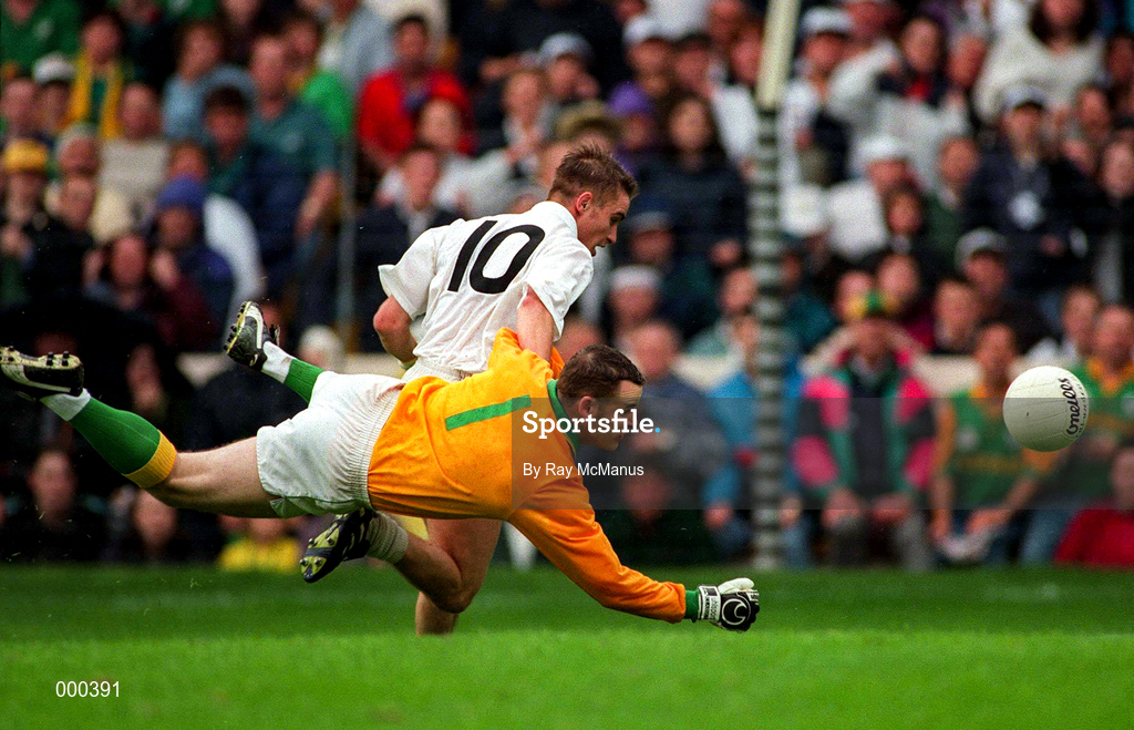3 August 1997; Conor Martin of Meath in action against Eddie McCormack of Kildare during the Leinster GAA Senior Football Championship Semi-Final Second Replay match between Meath and Kildare at Croke Park in Dublin. Photo by Ray McManus/Sportsfile