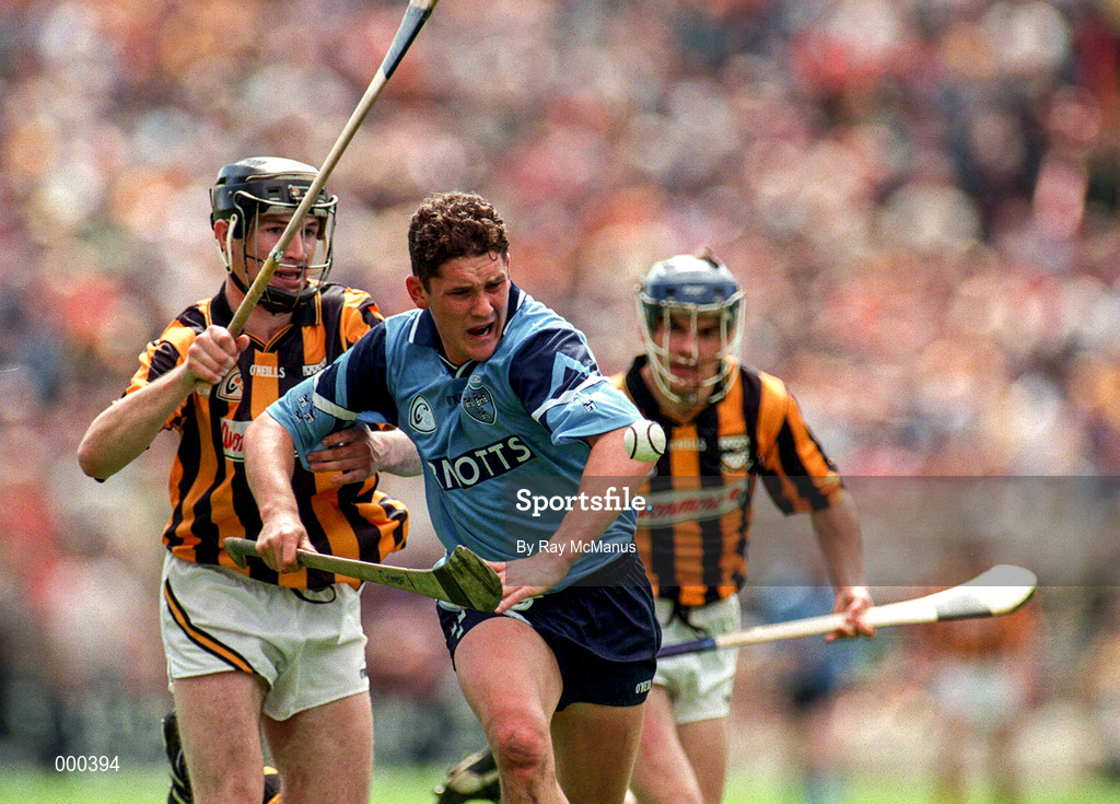 22 June 1997; Conar McCann of Dublin in action against John Costelloe of Kilkenny during the Leinster Senior Hurling Championship Semi-Final match between Kilkenny and Dublin at Croke Park in Dublin. Photo by Ray McManus/Sportsfile