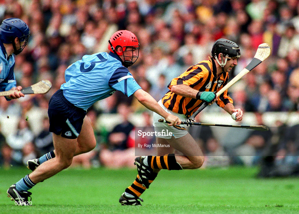 22 June 1997; DJ Carey of Kilkenny in action against Sean Power of Dublin during the Leinster Senior Hurling Championship Semi-Final match between Kilkenny and Dublin at Croke Park in Dublin. Photo by Ray McManus/Sportsfile