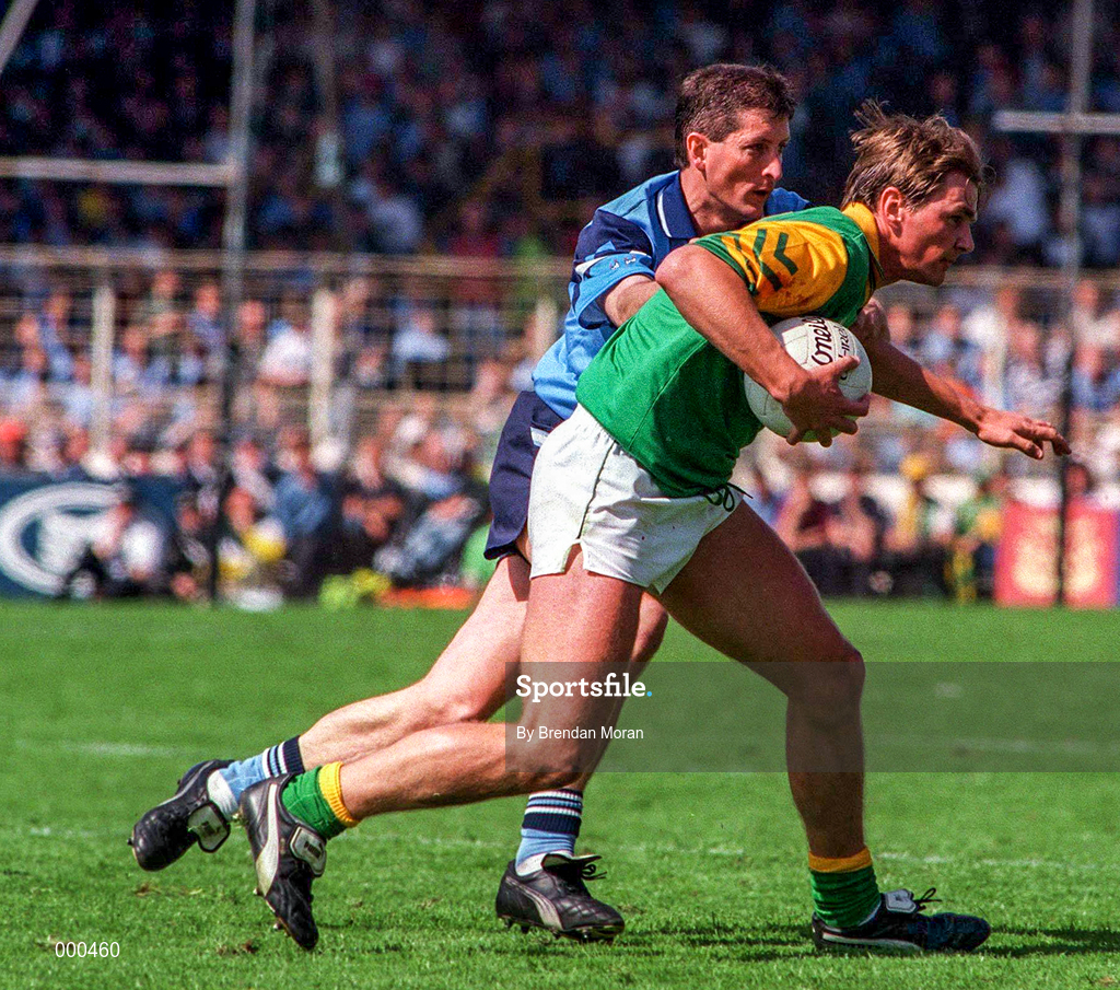 15 June 1997; Darren Fay of Meath in action against Mick Galvin of Dublin during the Leinster GAA Senior Football Championship Quarter-Final match between Meath and Dublin at Croke Park in Dublin. Photo by Brendan Moran/Sportsfile