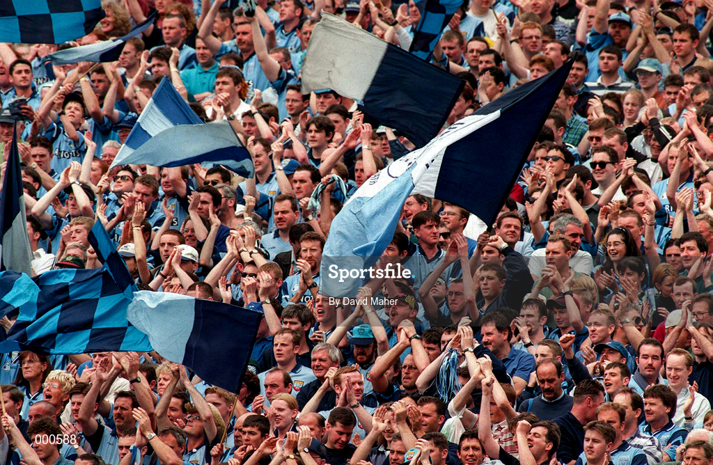 15 June 1997; Dublin fans on Hill 16 during the Leinster GAA Senior Football Championship Quarter-Final match between Meath and Dublin at Croke Park in Dublin. Photo by David Maher/Sportsfile