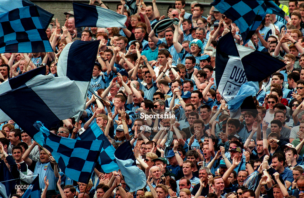 15 June 1997; Dublin fans on Hill 16 during the Leinster GAA Senior Football Championship Quarter-Final match between Meath and Dublin at Croke Park in Dublin. Photo by David Maher/Sportsfile