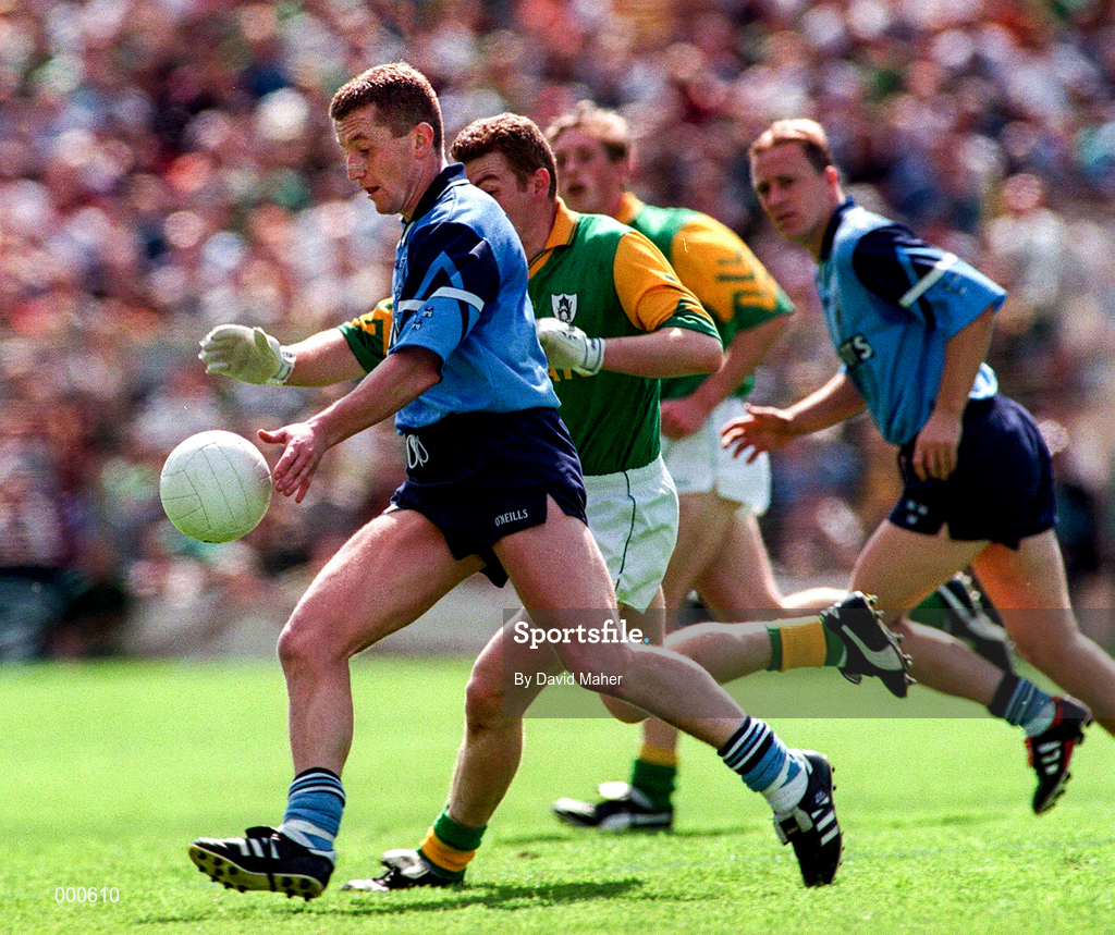 15 June 1997; Eamonn Heery of Dublin in action against Tommy Dowd of Meath during the Leinster GAA Senior Football Championship Quarter-Final match between Meath and Dublin at Croke Park in Dublin. Photo by David Maher/Sportsfile