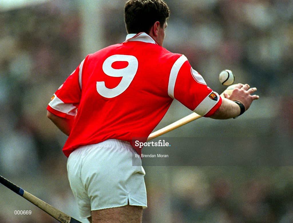 8 June 1997; Fergal McCormack of Cork during the GAA Munster Senior Hurling Championship Semi-Final match between Clare and Cork at the Gaelic Grounds in Limerick. Photo by Brendan Moran/Sportsfile