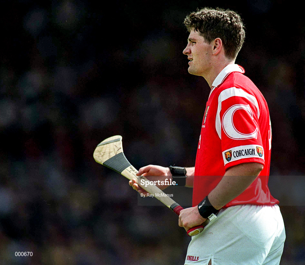 8 June 1997; Fergal McCormack of Cork during the GAA Munster Senior Hurling Championship Semi-Final match between Clare and Cork at the Gaelic Grounds in Limerick. Photo by Ray McManus/Sportsfile
