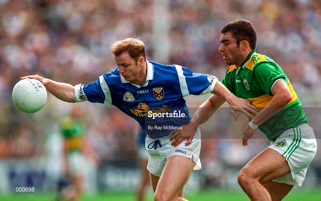 24 August 1997; Fintan Cahill of Cavan in action against Barry O'Shea of Kerry during the GAA Football All-Ireland Senior Championship Semi-Final match between Cavan and Kerry at Croke Park in Dublin. Photo by Ray McManus/Sportsfile