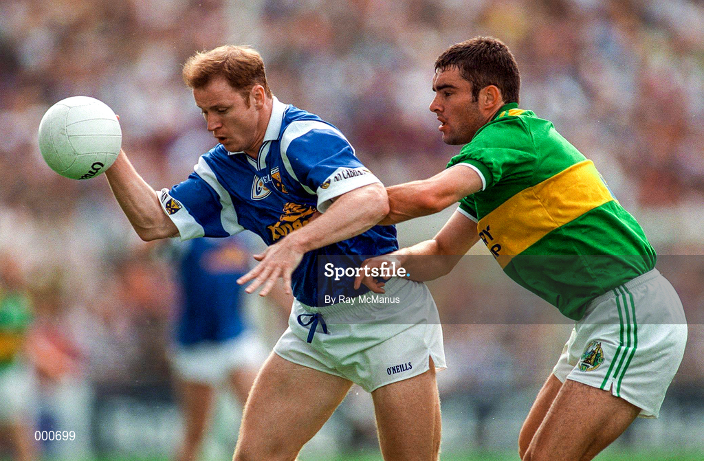 24 August 1997; Fintan Cahill of Cavan in action against Barry O'Shea of Kerry during the GAA Football All-Ireland Senior Championship Semi-Final match between Cavan and Kerry at Croke Park in Dublin. Photo by Ray McManus/Sportsfile