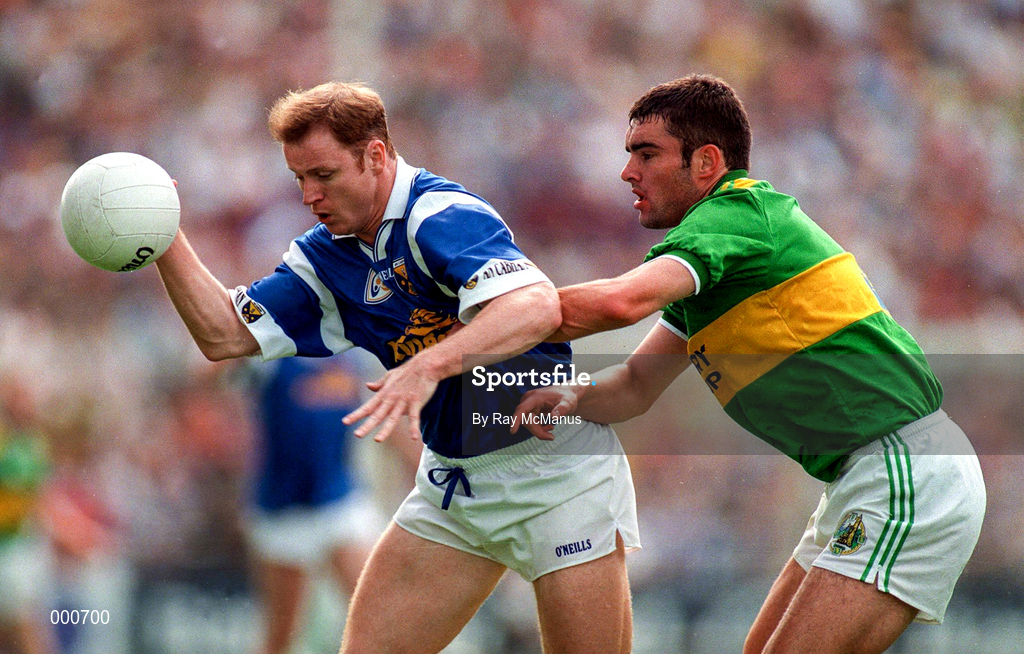 24 August 1997; Fintan Cahill of Cavan in action against Barry O'Shea of Kerry during the GAA Football All-Ireland Senior Championship Semi-Final match between Cavan and Kerry at Croke Park in Dublin. Photo by Ray McManus/Sportsfile