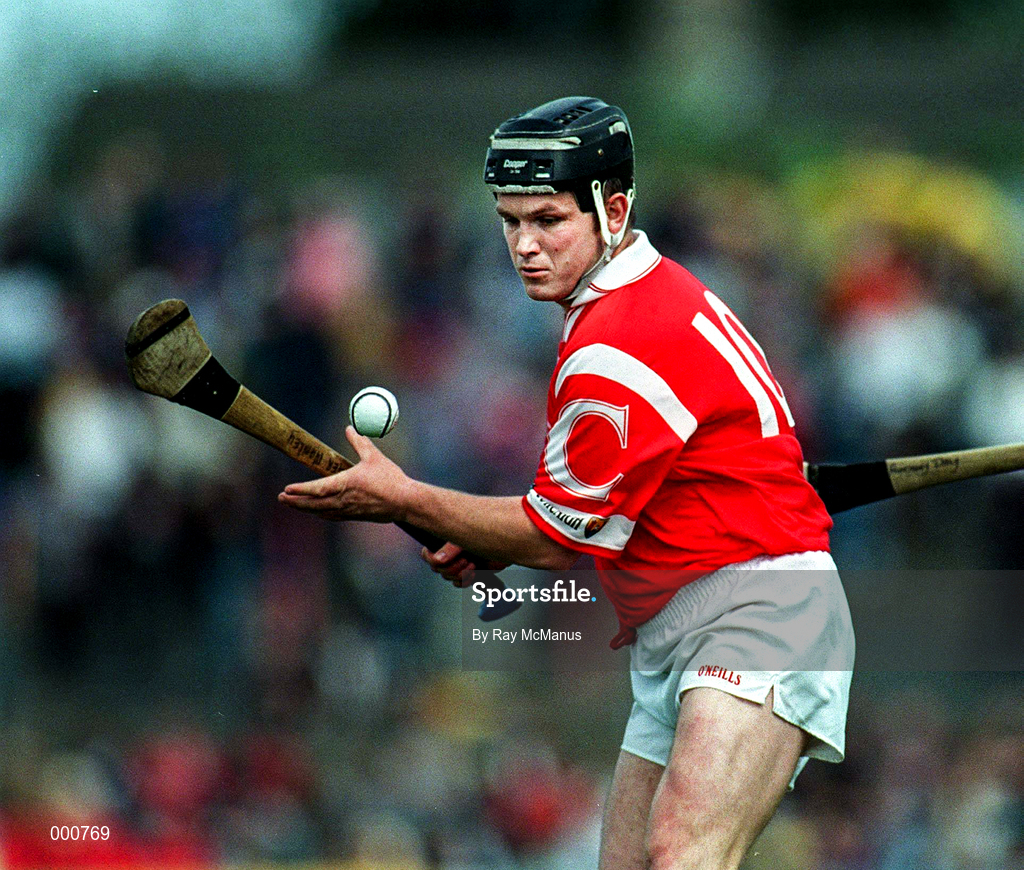 8 June 1997; Ger Manley of Cork during the GAA Munster Senior Hurling Championship Semi-Final match between Clare and Cork at the Gaelic Grounds in Limerick. Photo by Ray McManus/Sportsfile