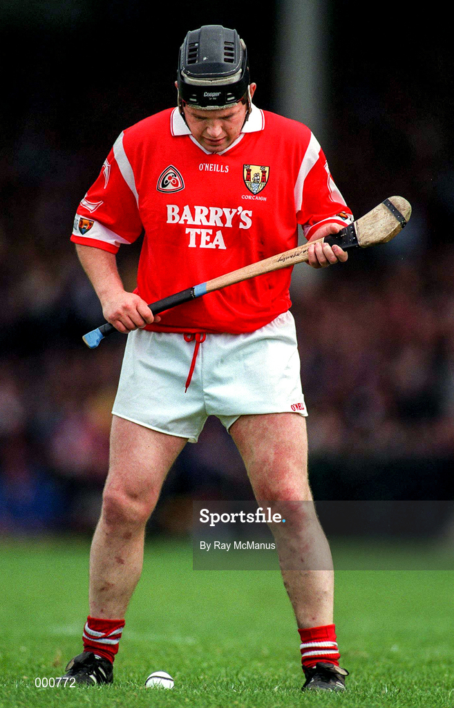8 June 1997; Ger Manley of Cork during the GAA Munster Senior Hurling Championship Semi-Final match between Clare and Cork at the Gaelic Grounds in Limerick. Photo by Ray McManus/Sportsfile