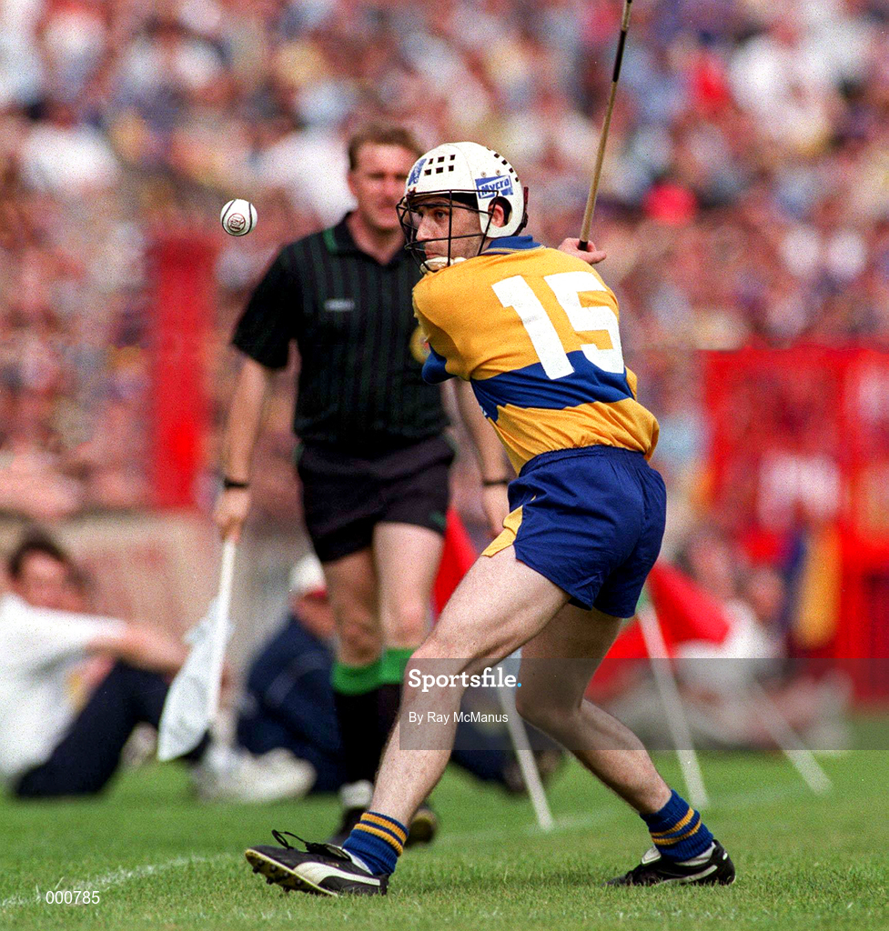 6 July 1997; Ger O'Loughlin of Clare during the GAA Munster Senior Hurling Championship Final match between Clare and Tipperary at Páirc Uí Chaoimh in Cork. Photo by Ray McManus/Sportsfile