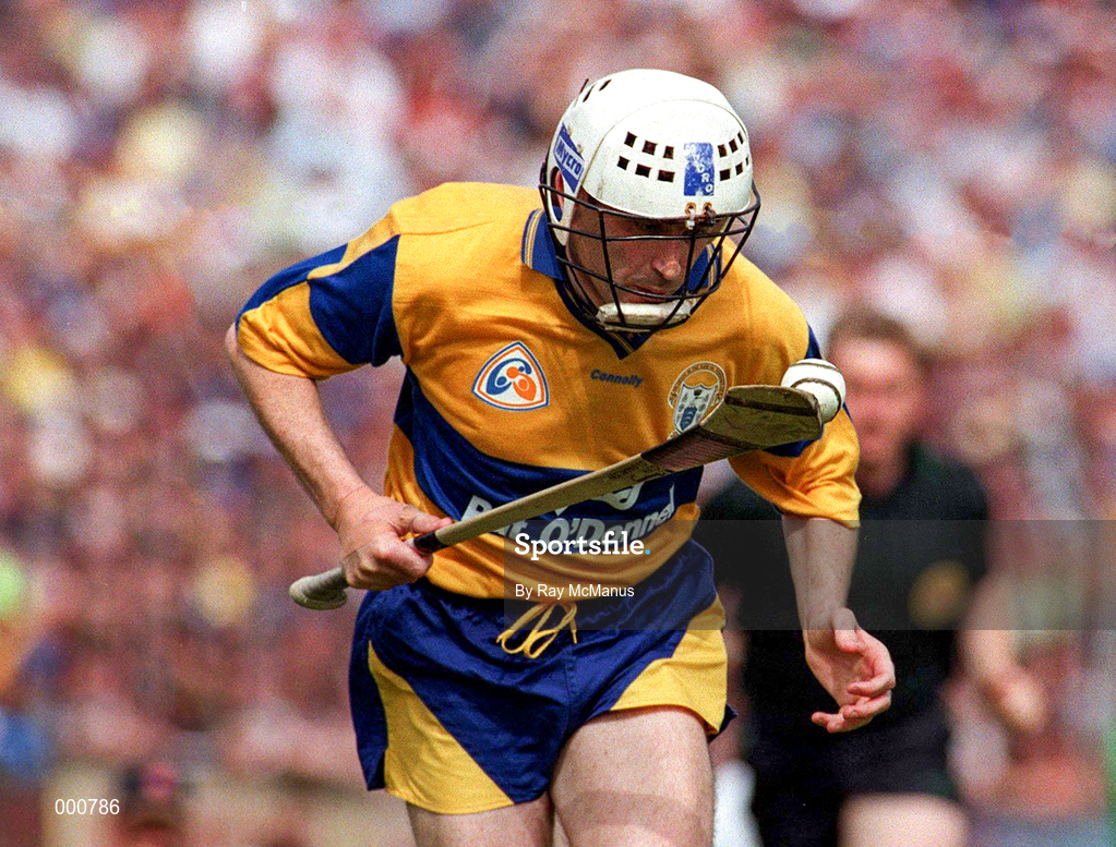 6 July 1997; Ger O'Loughlin of Clare during the GAA Munster Senior Hurling Championship Final match between Clare and Tipperary at Páirc Uí Chaoimh in Cork. Photo by Ray McManus/Sportsfile