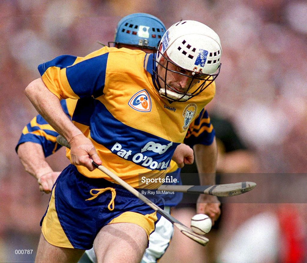 6 July 1997; Ger O'Loughlin of Clare during the GAA Munster Senior Hurling Championship Final match between Clare and Tipperary at Páirc Uí Chaoimh in Cork. Photo by Ray McManus/Sportsfile