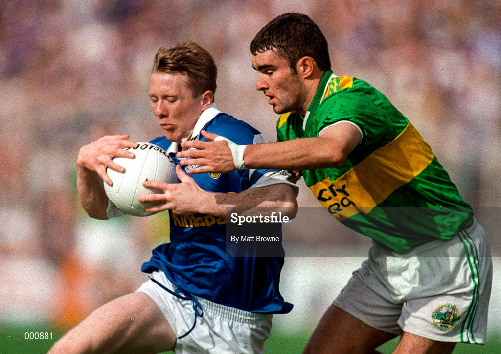 24 August 1997; Jason Reilly of Cavan in action against Barry O'Shea of Kerry during the GAA Football All-Ireland Senior Championship Semi-Final match between Cavan and Kerry at Croke Park in Dublin. Photo by Matt Browne/Sportsfile