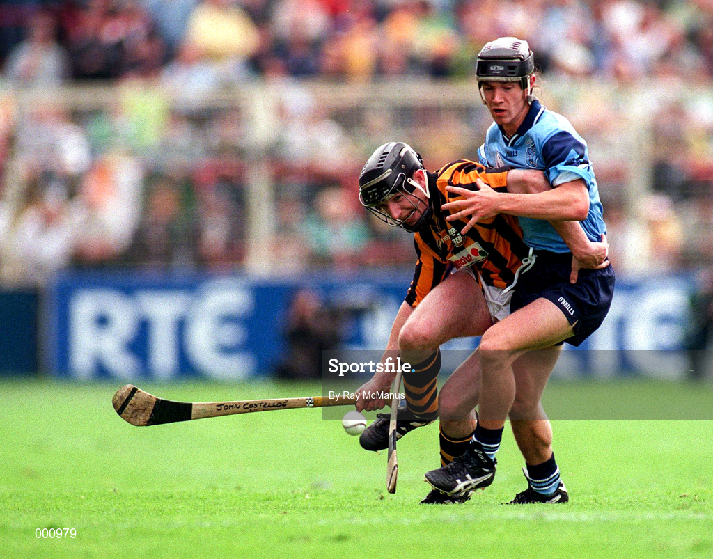 22 June 1997; John Costelloe of Kilkenny in action against Paul O'Donoghue of Dublin during the Leinster Senior Hurling Championship Semi-Final match between Kilkenny and Dublin at Croke Park in Dublin. Photo by Ray McManus/Sportsfile