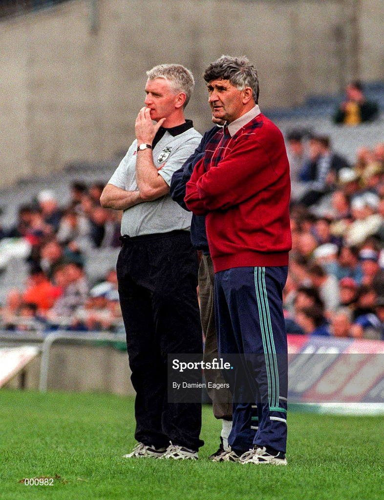 2 August 1998; Mick O'Dwyer of Kildare, with selector John Crofton, left, during the Leinster GAA Football Senior Championship Final match between Kildare and Meath at Croke Park in Dublin. Photo by Damien Eagers/SPORTSFILE