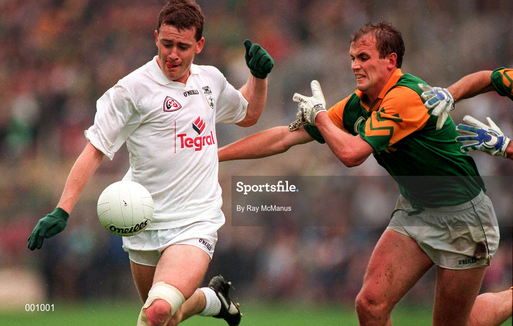 3 August 1997; John Finn of Kildare in action against John McDermott of Meath during the Leinster GAA Senior Football Championship Semi-Final Second Replay match between Meath and Kildare at Croke Park in Dublin. Photo by Ray McManus/Sportsfile