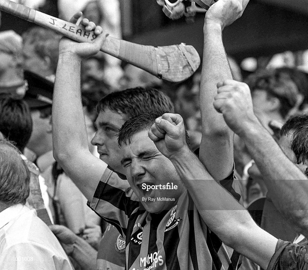 1 September 1991; John Leahy of Tipperary, wearing a Kilkenny jersey, celebrates their victory over Kilkenny following the All-Ireland Senior Hurling Final match between Tipperary and Kilkenny at Croke Park in Dublin. Photo by Ray McManus/Sportsfile