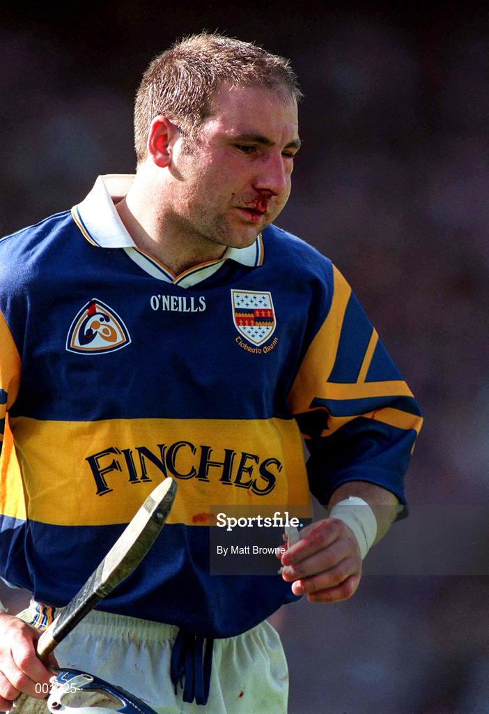 17 August 1997; John Leahy of Tipperary leaves the field following an injury during the GAA All-Ireland Senior Hurling Championship Semi-Final match between Tipperary and Wexford at Croke Park in Dublin. Photo by Matt Browne/Sportsfile