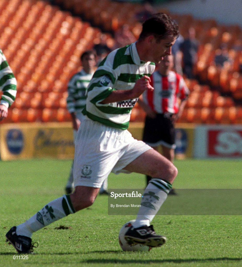 20 September 1998; Derek Treacy of Shamrock Rovers during the Harp Lager National League Premier Division match between Shamrock Rovers and Derry City at Tolka Park in Dublin. Photo by Brendan Moran/Sportsfile