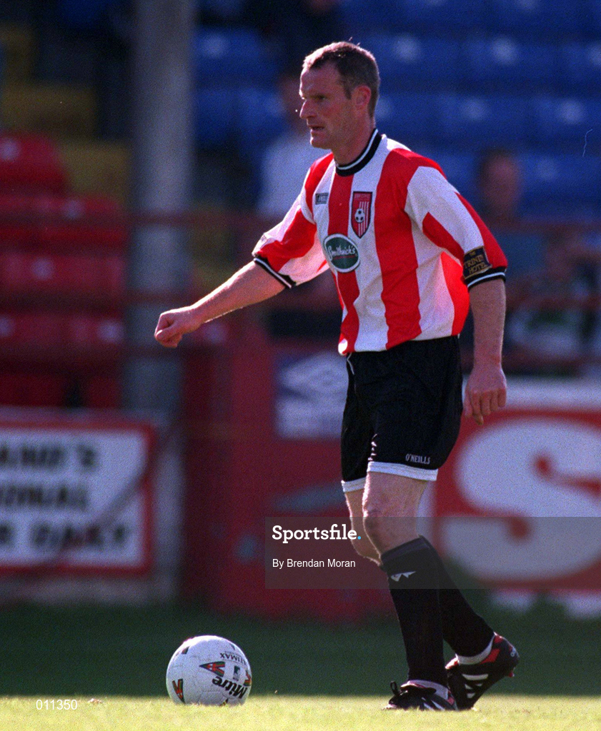 20 September 1998; Eamonn Doherty of Derry City during the Harp Lager National League Premier Division match between Shamrock Rovers and Derry City at Tolka Park in Dublin. Photo by Brendan Moran/Sportsfile