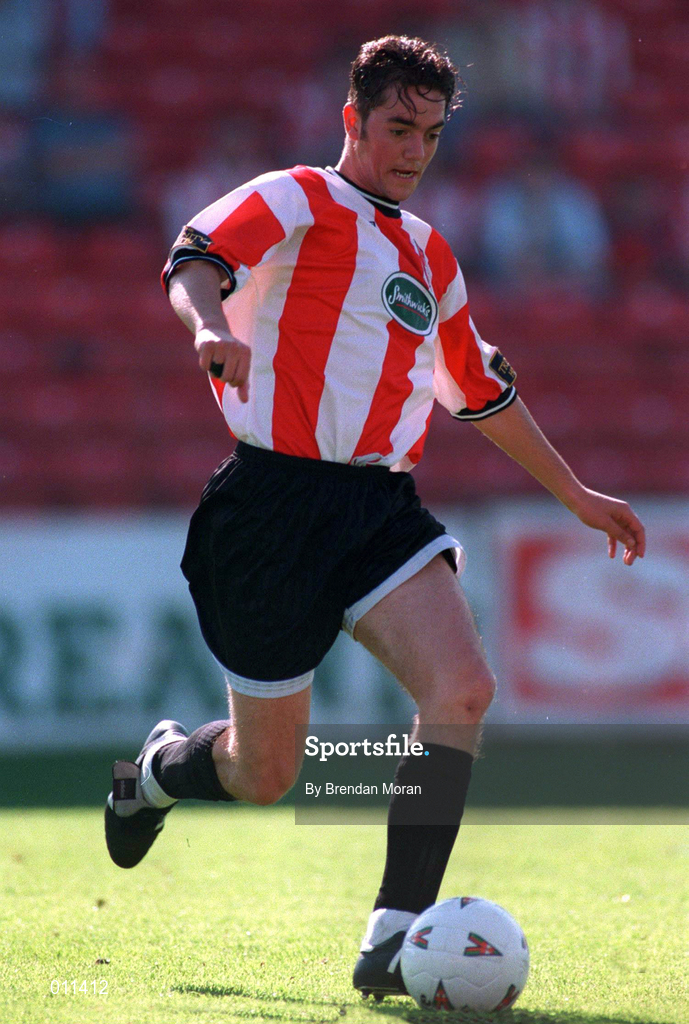 20 September 1998; Gary Beckett of Derry City during the Harp Lager National League Premier Division match between Shamrock Rovers and Derry City at Tolka Park in Dublin. Photo by Brendan Moran/Sportsfile