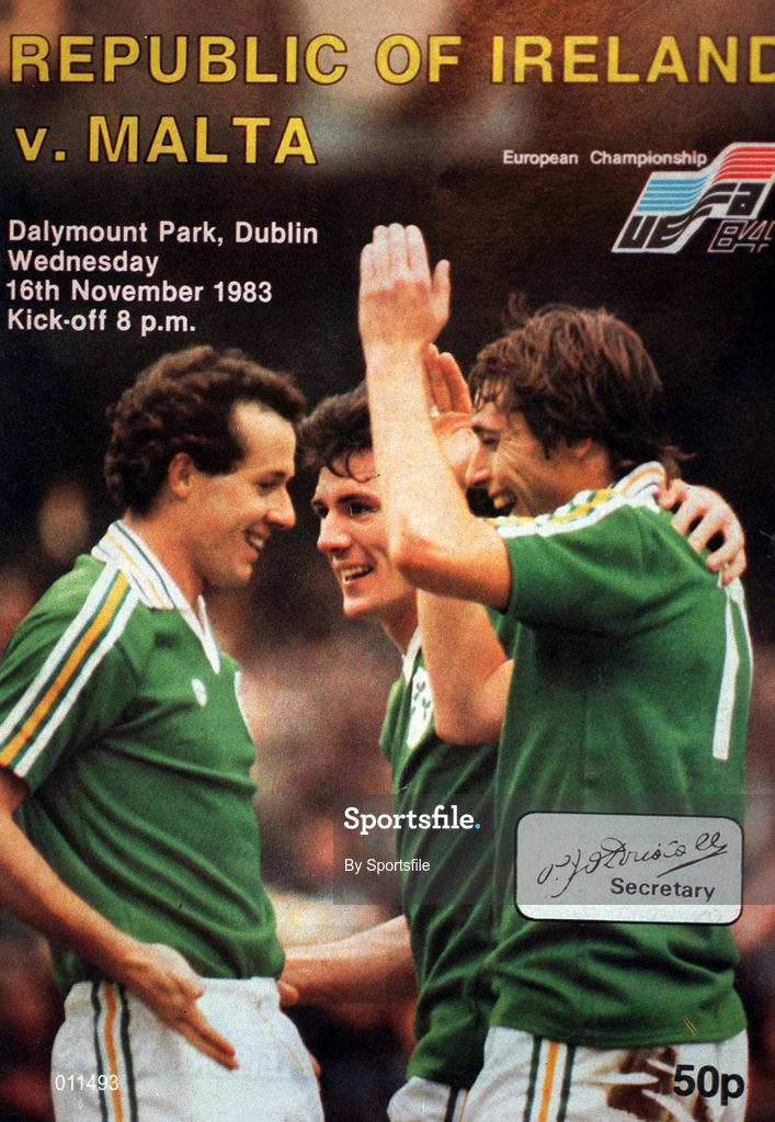 16 November 1983; The Cover of Match Programme from the UEFA EURO 1984 Qualifier Group 8 match between Republic of Ireland and Malta at Dalymount Park in Dublin. Photo by Sportsfile