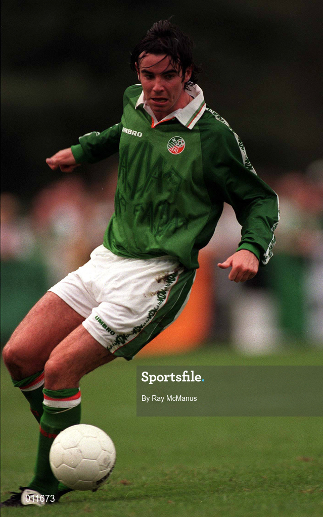 31 August 1996; Keith O'Neill of Republic of Ireland during the FIFA World Cup 1998 Group 8 Qualifier between Liechtenstein and Republic of Ireland at Eschen-Mauren Sportpark, Eschen in Liechtenstein. Photo by Ray McManus/Sportsfile