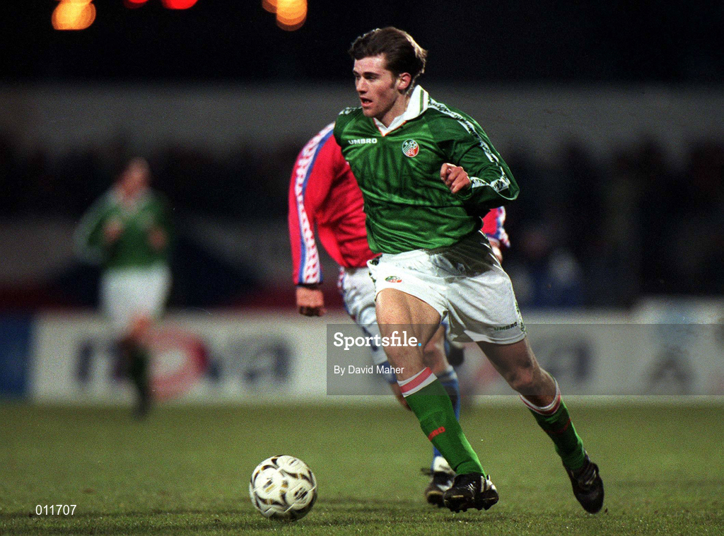 25 March 1998; Kevin Kilbane of Republic of Ireland during the International Friendly between Czech Republic and Republic of Ireland at Andruv Stadion in Olomouc, Czech Republic. Photo by David Maher/Sportsfile